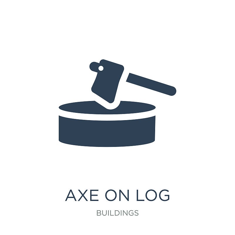 Axe on log图标矢量在白色背景上，Axe on log潮流fi