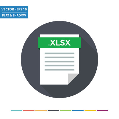 XLSX电子表格文档文件格式的平面图标