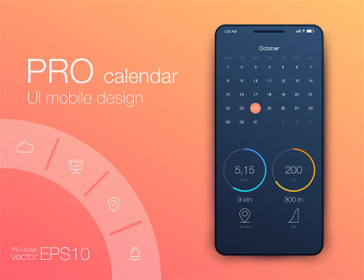 Fitness app. Ui ux design. UI design concept with 