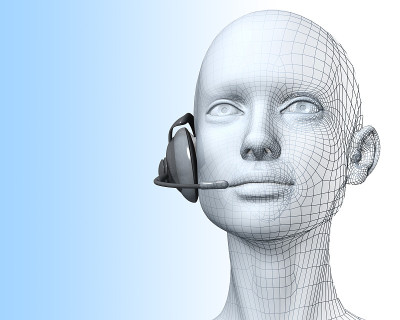 戴着耳机的3D女人