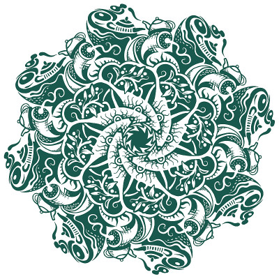 一个圆形手绘图案，装饰设计剪贴画