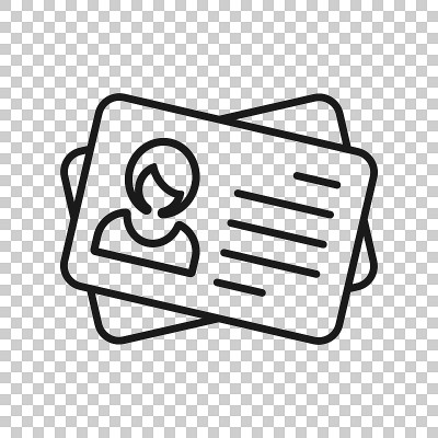 Id card icon in transparent style. Identity tag ve
