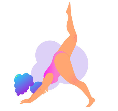 身材丰满的女士在上瑜伽课。矢量图
