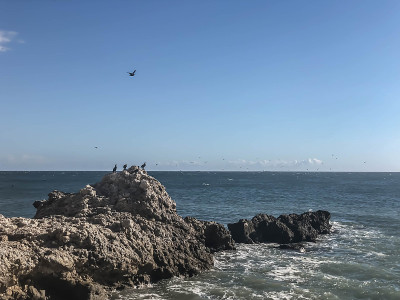 沿着帕洛斯佛得角有岩石，海湾和海滩的海岸线