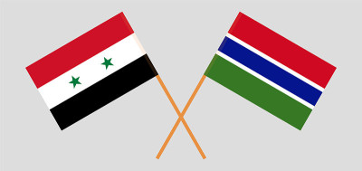 Crossed flags of Gambia and Syria