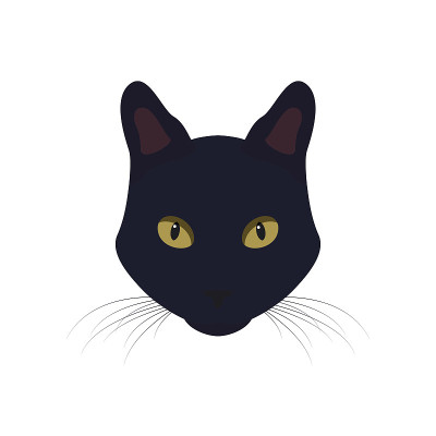 黄色眼睛的黑猫。黑猫矢量插图。