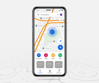 Mobile map gps design, Smartphone map application 