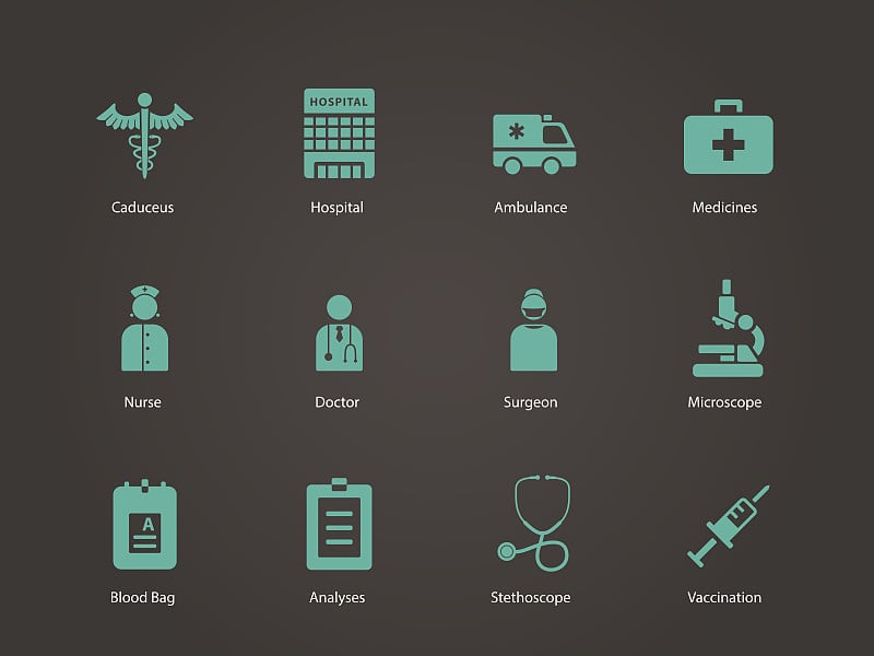 Hospital icons.