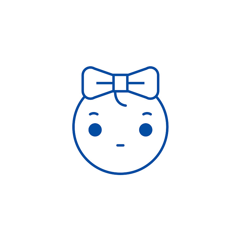 Cute girly emoji line icon concept. Cute girly emo