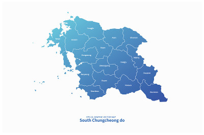 chungcheong省地图。韩国省份矢量地图。