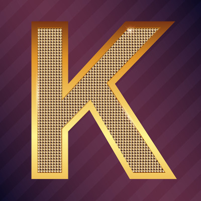 金色字母K矢量字体类型的标志或图标