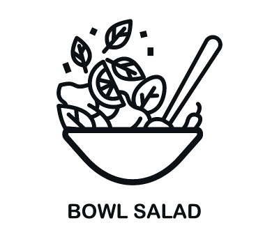 沙拉在碗细线图标。健康食品。现代矢量图沙拉吧。