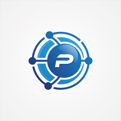 技术设计矢量轨道用字母P符号设计极简