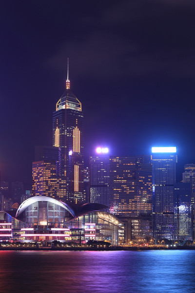 香港市区，从维多利亚港眺望