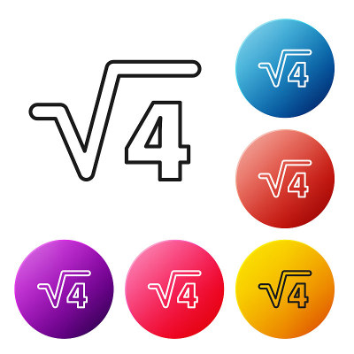 Black line Square root of 4 glyph icon isolated on