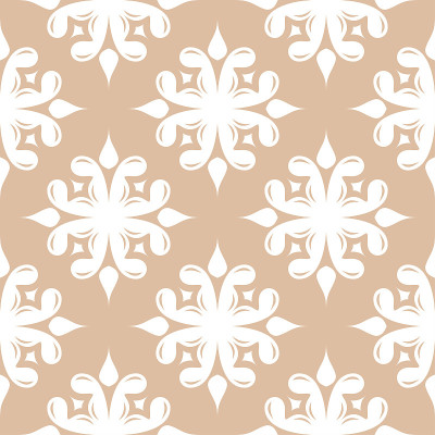 Floral seamless pattern. White design on brown bac