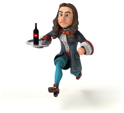 3D插图的卡通人在历史巴洛克服装