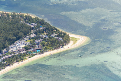 Le Morne Brabant半岛鸟瞰图。毛里求斯景色