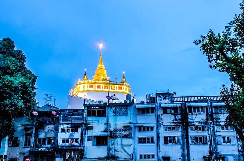 金山寺或Wat Saket，最著名的地标和旅游目的地在泰国曼谷