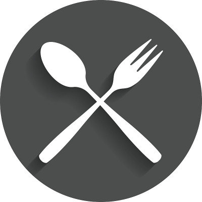 吃符号图标。甜点叉和茶匙。