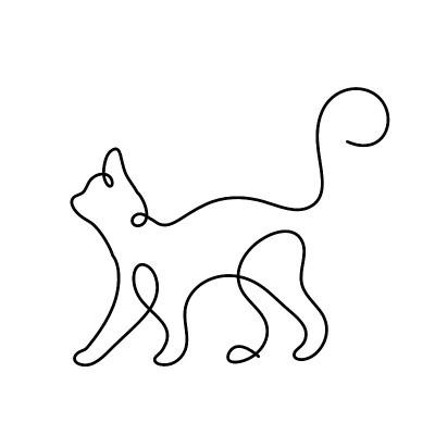 在白色的线条上画出抽象的猫的轮廓