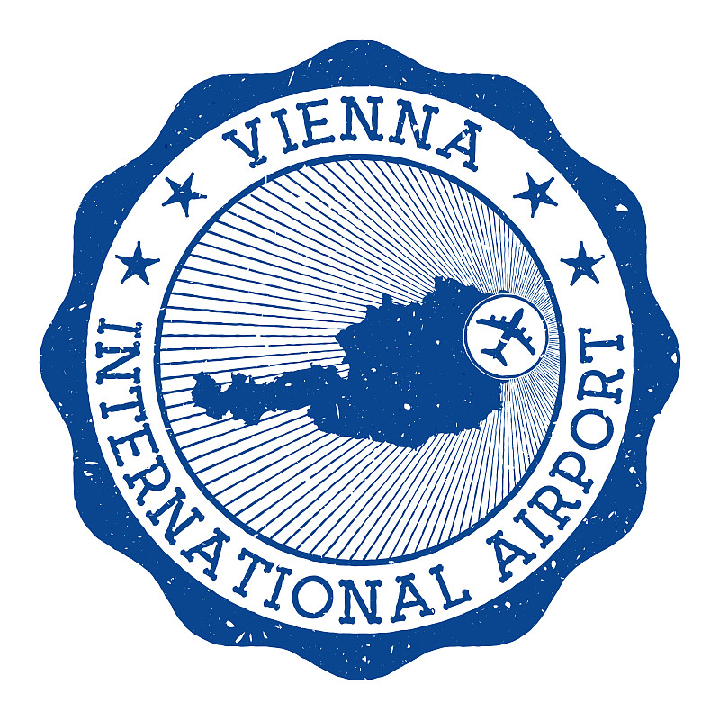 Vienna International Airport stamp.