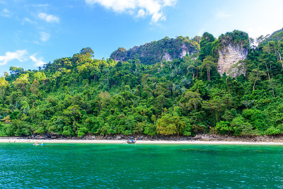 天堂湾的猴子海滩-从Loh Dalum海滩乘船约5分钟- Koh Phi Phi Don岛在甲米，泰