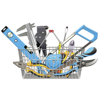 矢量超市篮子与手工具