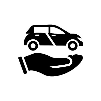 Car in hand - auto insurance icon black