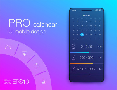 Fitness app. Ui ux design. UI design concept with 