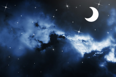 有星星和月亮的夜空
