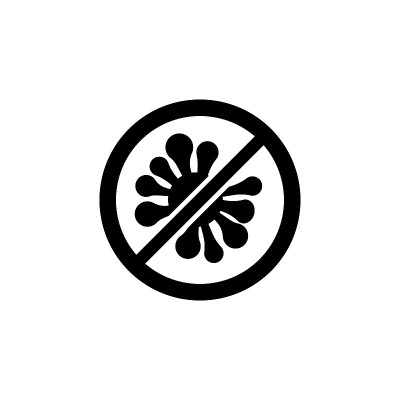抗菌，无病毒，阻止细菌。平面矢量图标插图。简单的黑色符号上的白色背景。抗菌无病毒停止细菌标志设计模板