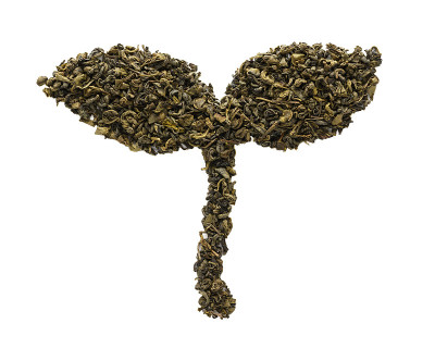 干乌龙茶制成的绿茶图标。