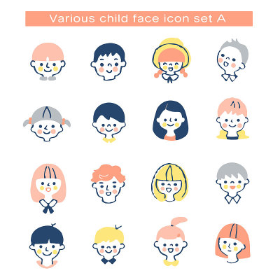Various child face icon set