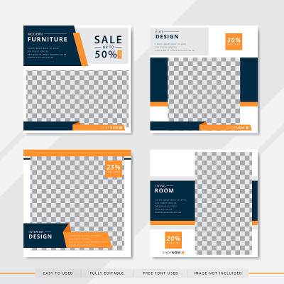 Set modern square editable banner template. Minima