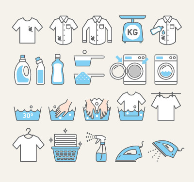洗衣服务图标。矢量插图。