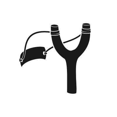 Wooden slingshot icon isolated on a white backgrou