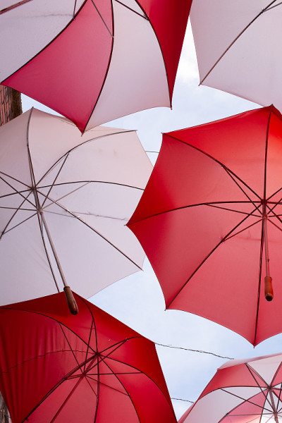 展示红白雨伞
