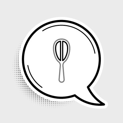 线厨房搅拌器图标孤立的灰色背景。烹饪用具，打蛋器。餐具的迹象。混合食物的象征。色彩斑斓的轮廓的概念。