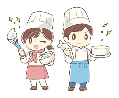 男性和女性糕点厨师的插图