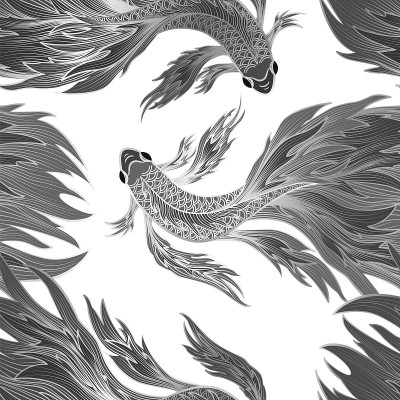 无缝图案与鱼。