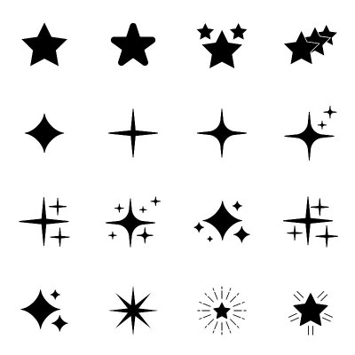 Sparkles Black Template Icons on White Background.