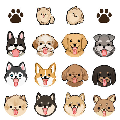 各种狗品种的插图