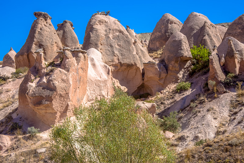 Nevşehir, Göreme，卡帕多西亚，土耳其。岩层，窑洞，自然奇观，土耳其卡帕多西亚。