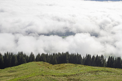 撒拉赫山谷弥漫着白色的雾汤