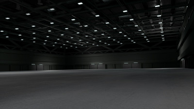 展览中心空荡荡的大厅。展台的背景。3 d渲染。
