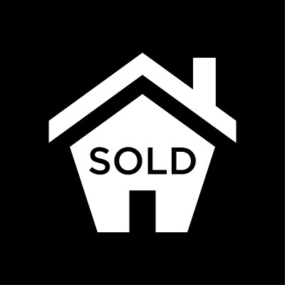 House sold sign icon vector white - glyph house so