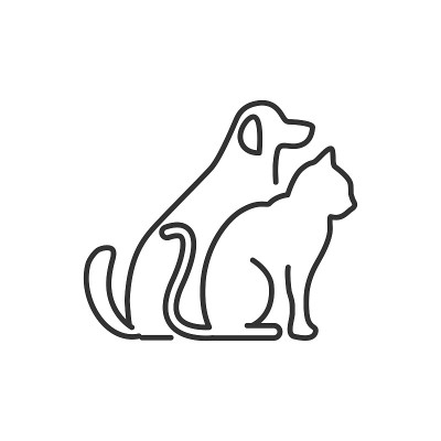 猫和狗的图标矢量线风格