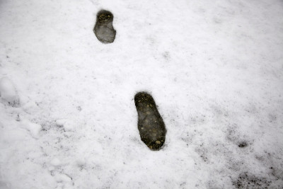 脚印在雪地