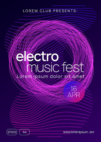 霓虹灯俱乐部传单。电子舞曲。恍惚dj。Electroni